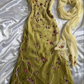 Green Straps Beading Embroidery Gorgeous Vintage Evening Dress, DP2524
