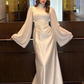 White High Neck Long Sleeves Formal Party Dress,DP1064