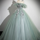 Cute Tulle Lace A-Line Off Shoulder Evening Gown Formal Party Dress, DP2483