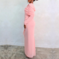 Pink Chiffon Pleated Long Sleeves Modest Evening Dress, DP2226