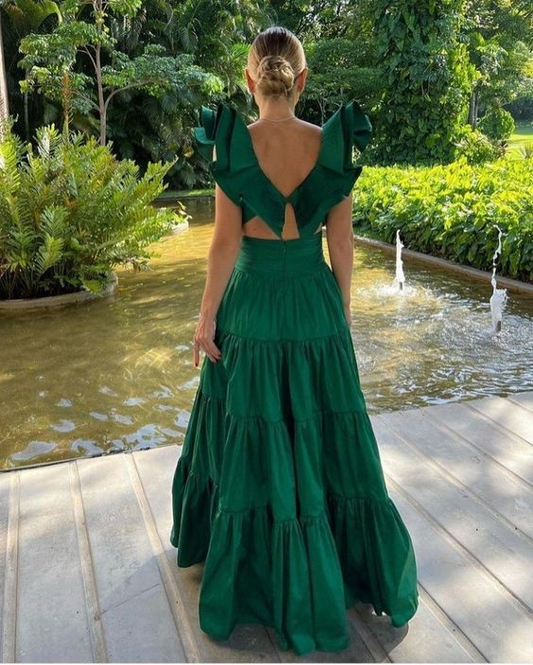 Unique Green Satin Long Prom Formal Dress Party Dress,DP0179