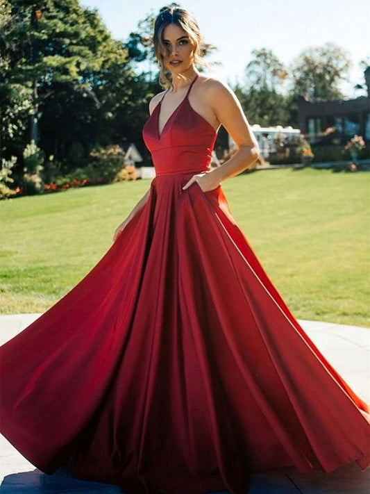 Burgundy V Neck Long Prom Dresses, V Neck Wine Red Long Formal Evening Dresses,DS1632