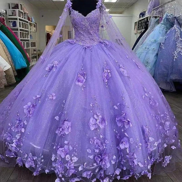 Pretty Lilac Quinceanera Dresses, Sweet 16 Dress , Ball Gown With Appliques ,DS4352