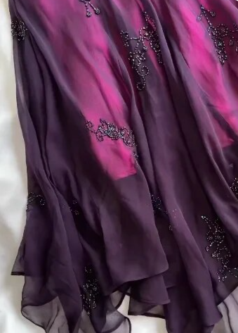 Vintage Dark Purple Halter Beading Ruffle Charming Party Dress, DP2277