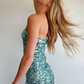 Shiny Sequins Strapless Simple Cute Homecoming Dress, DP2554
