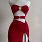 Sexy Red Strapless Cut Out Short Party Dress Cocktail Dress, DP2793