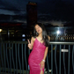 Shiny Fuchsia V Neck Straps Mermaid Long Prom Dress, DP2534