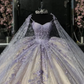 Light Lilac Quinceanera Dressess with Cape Butterfly Applique Sweet 16 Ball Gown, DP2397