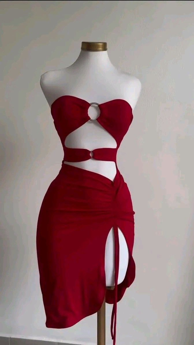 Sexy Red Strapless Cut Out Short Party Dress Cocktail Dress, DP2793