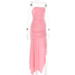 Pink Strapless Ruffles Elegant Long Party Dress, DP2569