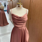 Elegant Straps A-Line Satin Long party Dress Bridesmaid Dress, DP2624