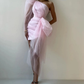 Pink One Shoulder Satin Tulle Short Party Dress, DP2627