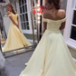 Elegant Off Shoulder A-Line Yellow Long Prom Dress,DP038