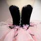 Pink Tulle and Black Velvet Strapless Party Gown Ruffles Formal Evening Dress, DP2477