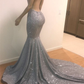 Mermaid Halter Sleeveless Floor-Length Prom Party Gowns,DP0110