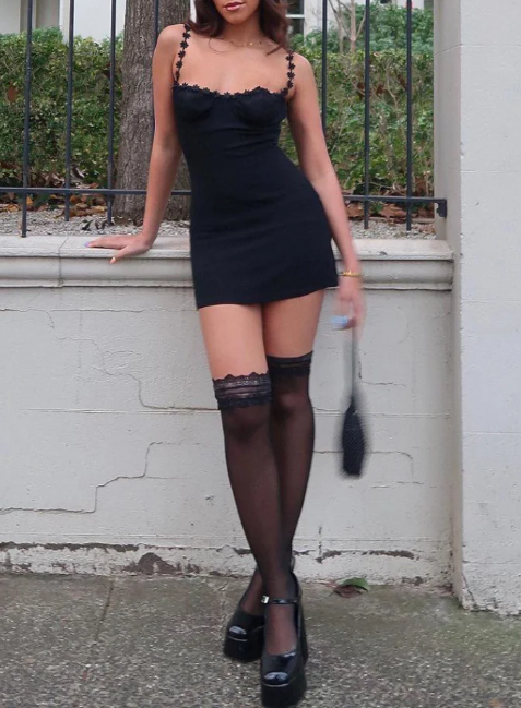 Black Spaghetti Straps Short Party Dress Homecoming Dress, DP2595