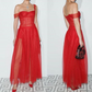 Sexy Red A-Line Organza See Through Long Prom Dress , DP2530