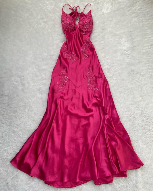 Bright Purple V Neck Beading Mermaid Vintage Evening Dress, DP2288