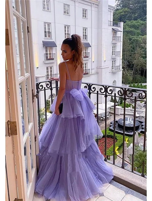 Ball Gown Prom Dresses Tiered Dress Formal Floor Length Sleeveless Sweetheart Tulle Backless with Pleats Ruched,DP0137