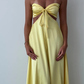 Yellow Strapless Cute Satin Simple A-Line Long Party Dress, DP2484