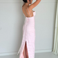 Pink Spaghetti Straps Pleated Long Party Dress Wedding Guest Dress,DP1987