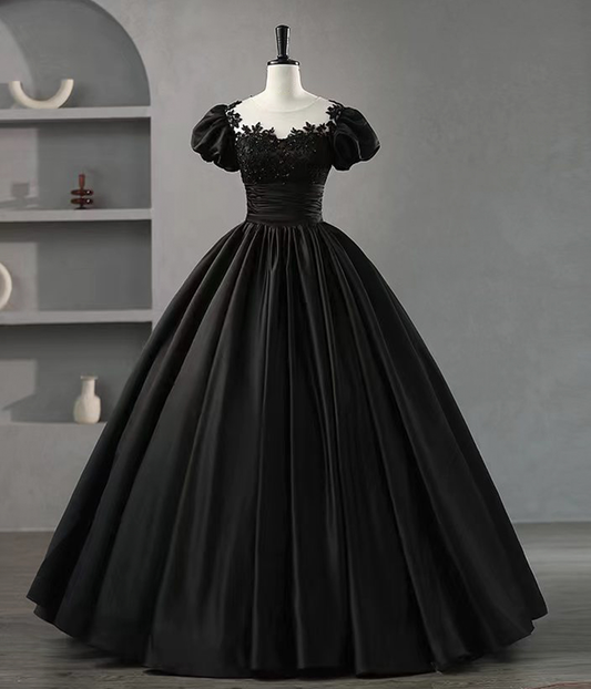 BlackA-Line Appliques Formal Party Dress Ball Gown with Beading,DP1005