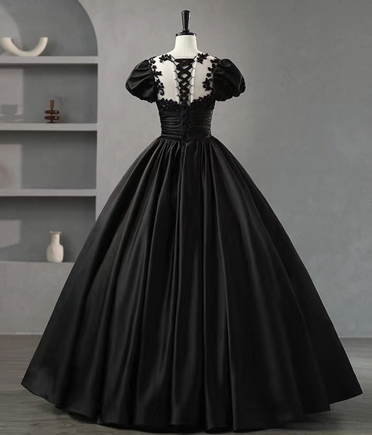 BlackA-Line Appliques Formal Party Dress Ball Gown with Beading,DP1005