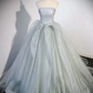 Elegant Tulle Strapless A-Line Prom Dress Ball Gown,DP1020