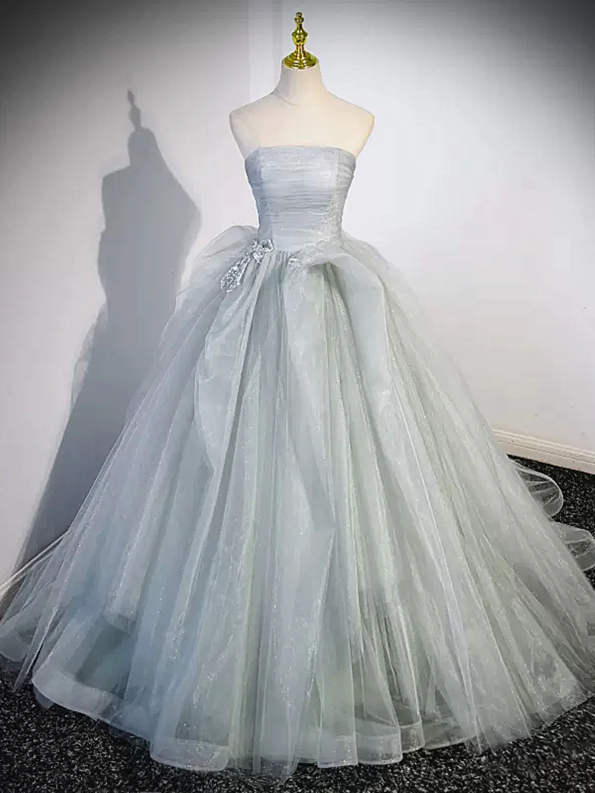 Elegant Tulle Strapless A-Line Prom Dress Ball Gown,DP1020