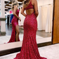 Sexy Long One Shoulder Sequined Mermaid Evening Dress,DP1118