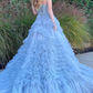 Elegant Sweetheart A-line Tulle Tiered Long Prom Dress Ball Gown,DP1240