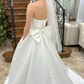 White Strapless Bow-Back Pearls A-Line Wedding Dress,DP1321