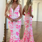 Pink V Neck Sequin Lace Mermaid Long Prom Dress Formal Party Dress,DP1332