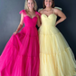Hot Pink Sweetheart A-Line Dot Tulle Long Prom Dress Ball Gown,DP1388