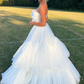 Sweetheart White A-Line Tulle Long Prom Dress Simple Wedding Dress,DP1389