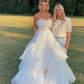 Sweetheart White A-Line Tulle Long Prom Dress Simple Wedding Dress,DP1389
