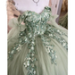 Sage Green A-Line Tulle Appliques Quinceanera Dress Sweet 16 Ball Gown,DP1432