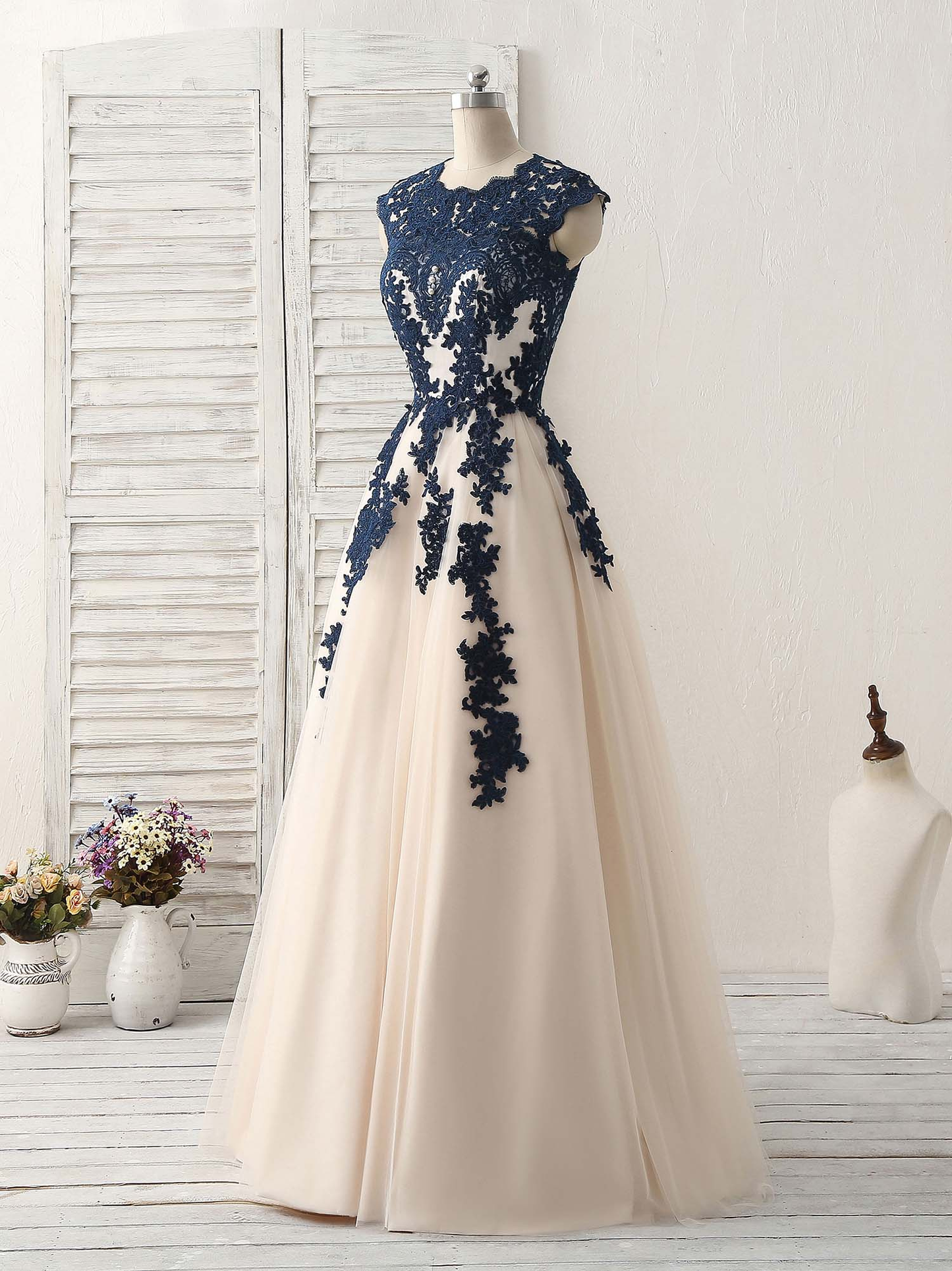 A-Line Tulle Appliques Formal Party Dress Bridesmaid Dress,DP1440