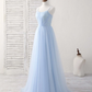 Light Blue Tulle A-Line Formal Party Dress Bridesmaid Dress,DP1442