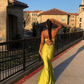 Green V Neck Backless Mermaid Black Girl Long Prom Dress,DP1515