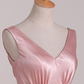 Pink V Neck Satin Backless Long Party Dress Bridesmaid Dress,DP1577
