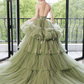 Green Straps V Neck Tulle Layers Long Prom Dress Sweet 16 Dress,DP1625