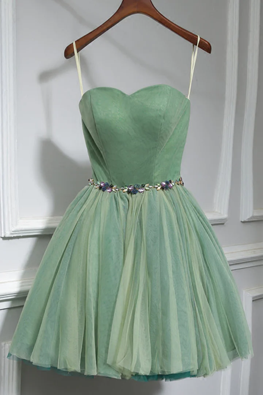 Sage Green Sweatheart Strapless Tulle Short Party Dress Homecoming Dress,DP1739
