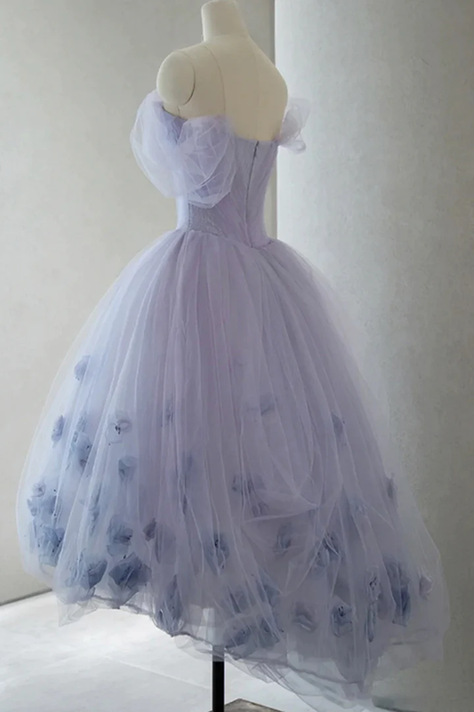 Lavender Off Shoulder A-Line Cute Party Dress Homecoming Dress,DP1744