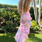 Pink Spaghetti Straps Backless Ruffles Long Prom Dress,DP1757