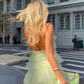 Light Sage Halter Tulle Tiered Party Dress Homecoming Dress,DP1759