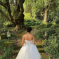 White Strapless A-Line Tulle Birthday Party Dress Evening Gown,DP1801