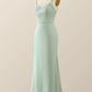 Sage Green Chiffon Pleated Long Party Dress Bridesmaid Dress,DP1814