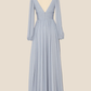 Grey Long Sleeves Chiffon A-Line Long Party Dress Bridesmaid Dress,DP1819