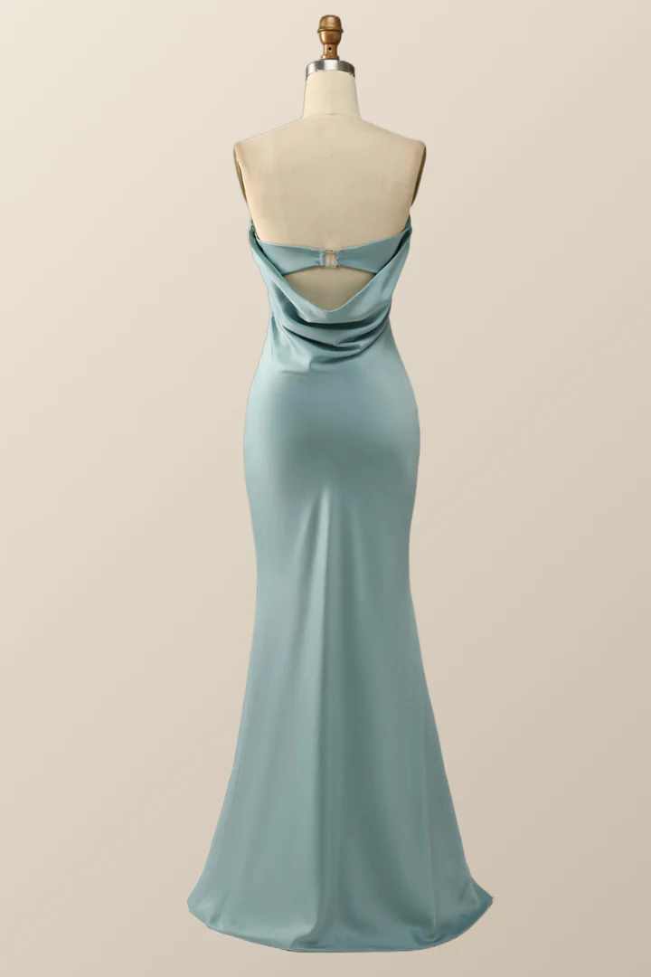 Blue Strapless Mermaid Long Party Dress Bridesmaid Dress,DP1820